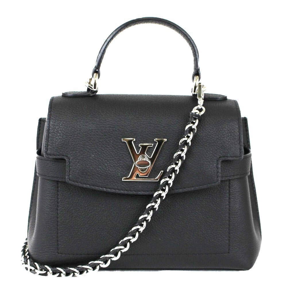 Louis Vuitton Lock Me Ever Black Leather Handbag LV Classic Bag